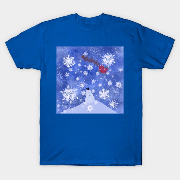 Snowy Christmas Night T-Shirt by MamaODea